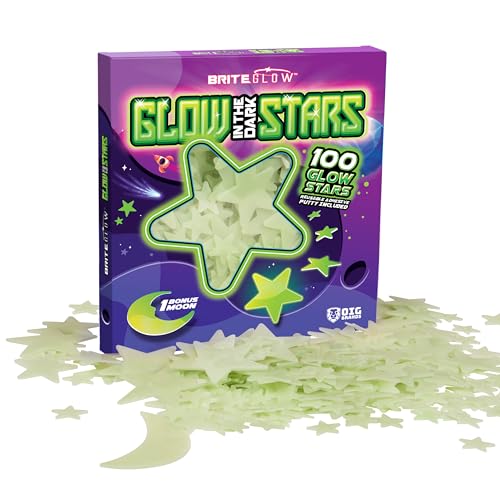 100 PK Green Glow in The Dark Stars for Ceiling Easter Basket Stuffers for Kids (100 Count)