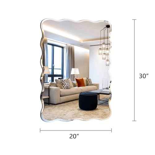 20x30 Inch Frameless Wavy Wall Mirror for Bathroom Sink