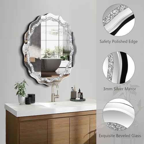 24x30 Inch Frameless Oval Wall Mirror for Bathroom Sink