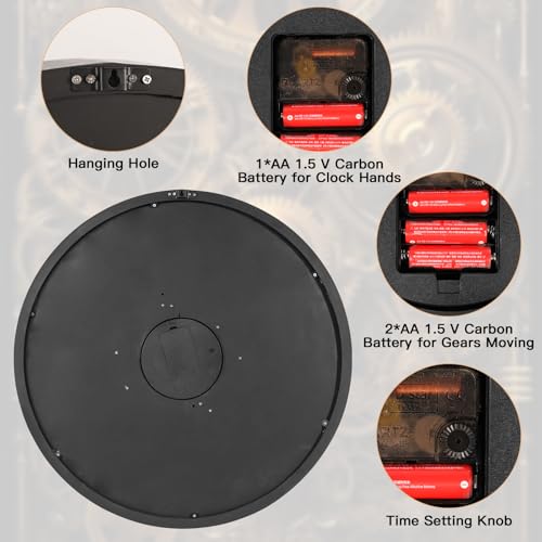 27 inch Large Real Moving Gears Wall Clocks for Living Room Decor
