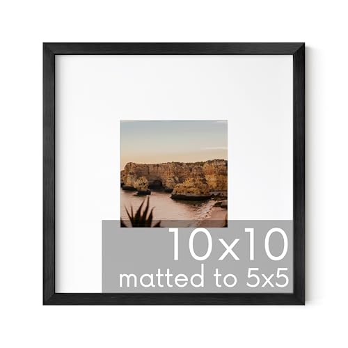 10x10 Black Metal Picture Frame Matted to 5x5