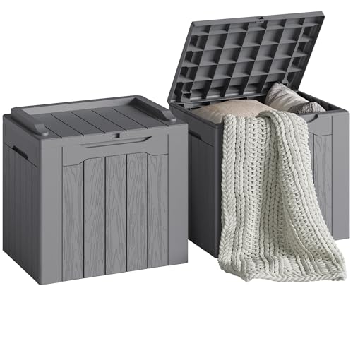 30 Gallon Resin Deck Box 2 Pack Outdoor Indoor Waterproof Storage Box for Patio Furniture Pool Accessories Storage for Cushion Garden Tools