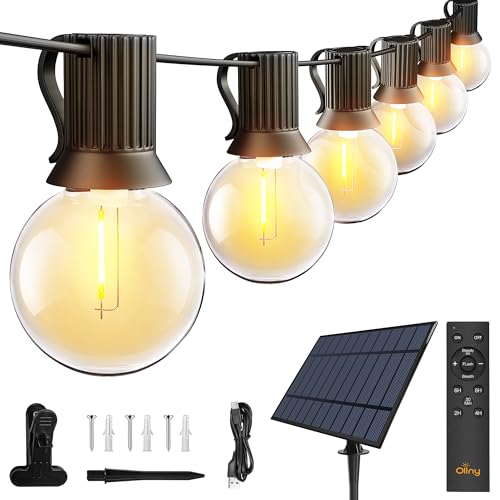 35FT 16 Bulbs Solar String Lights Outdoor Waterproof with Remote (35 Foot)