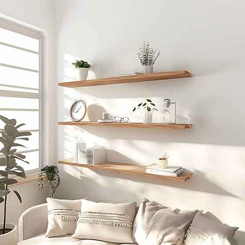 36 Inch Floating Shelves for Wall Rustic Light Wood Wall Shelves for Bedroom Set of 4 (4 Count)