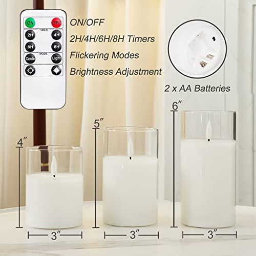 Pure White Glass Flameless Candles (3 Count)