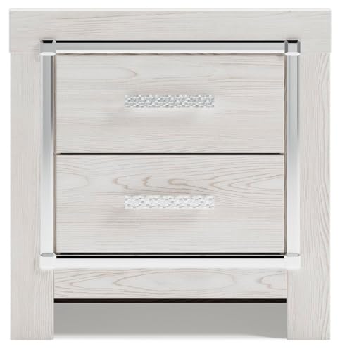 Altyra White Nightstand with Charging Station