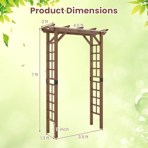 7FT Wood Garden Arbor Trellis