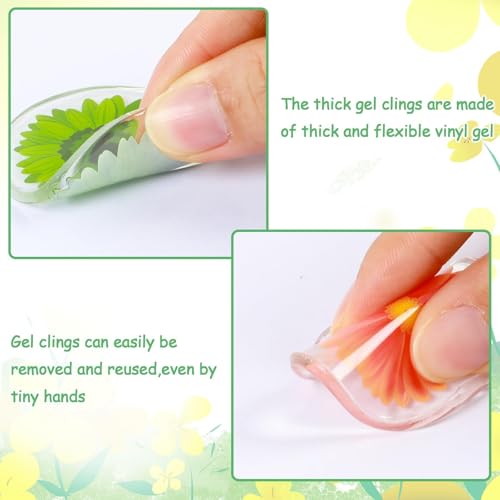 20 PCS Spring Grow Flowers Thick Window Gel Clings for Kids Toddlers (20 Count)