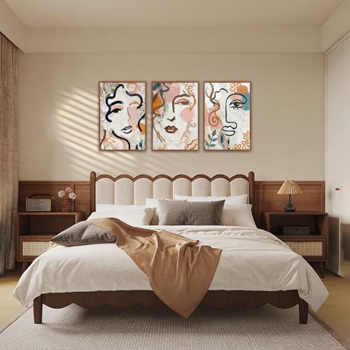 KAlRNE Boho Matisse Framed Abstract Woman Large Wall Art Set (3 Count)