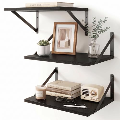 Black Floating Shelves 16 Inch Long