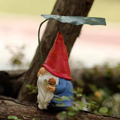 Garden Gnome Statue Decoration with Leaf Umbrella