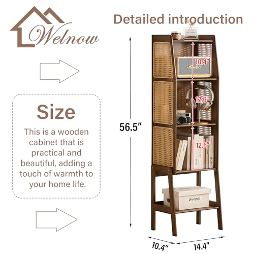 Bamboo Rattan Bookcase with Cabinet (3 Count)