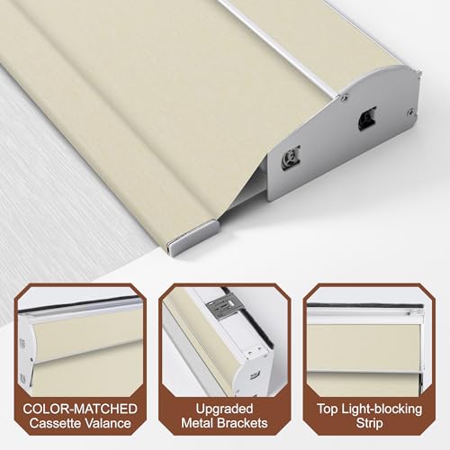 Cordless Dual Roller Shades.Beige and White.32 W x 72" H