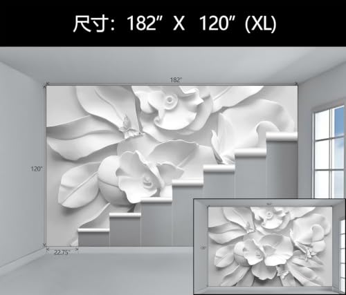 3D Gray Peony Floral Wallpaper Mural Peel and Stick for Bedroom