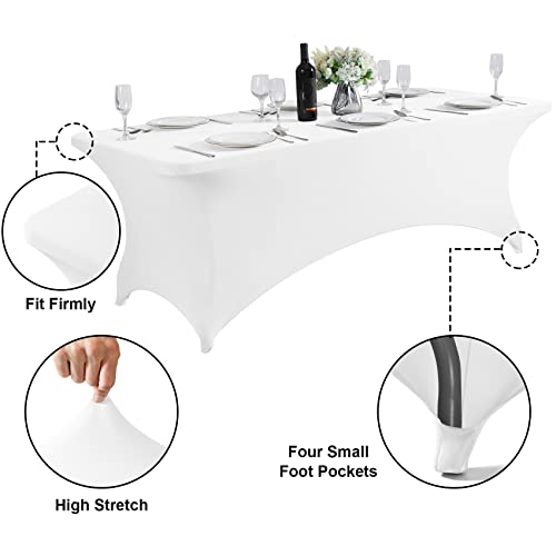 2Pack Waterproof Spandex Table Cover for 4FT Table Universal Fitted Stretch Tablecloth for Party (2 Count)