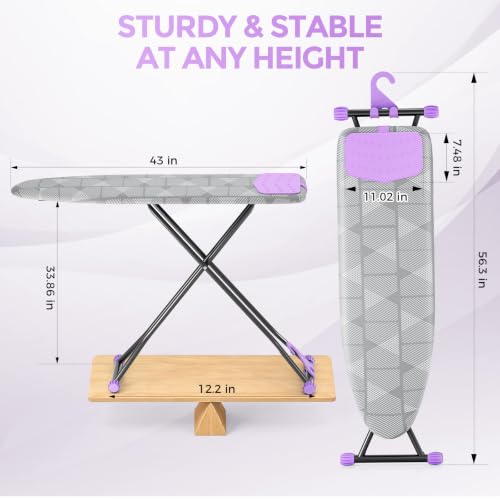 Foldable 7 Level Heigh Adjustable Ironing Board with Iron Rest