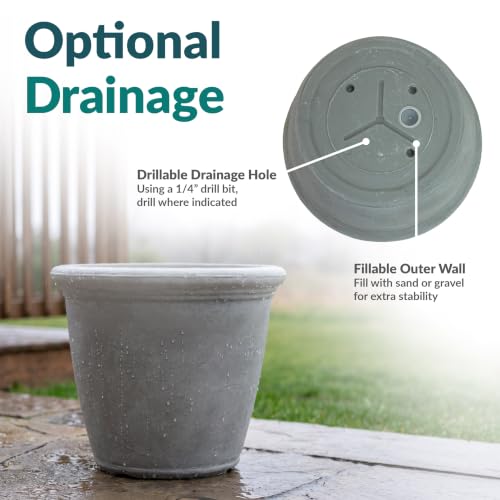 Sunnydaze Anjelica 15.25'' Large Plastic Planter Pot for Plants (4 Count)