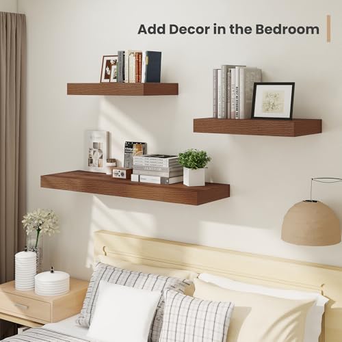 36 x 12 Deep Floating Shelves Wall Mounted Set of 2 Walnut (2 Count)