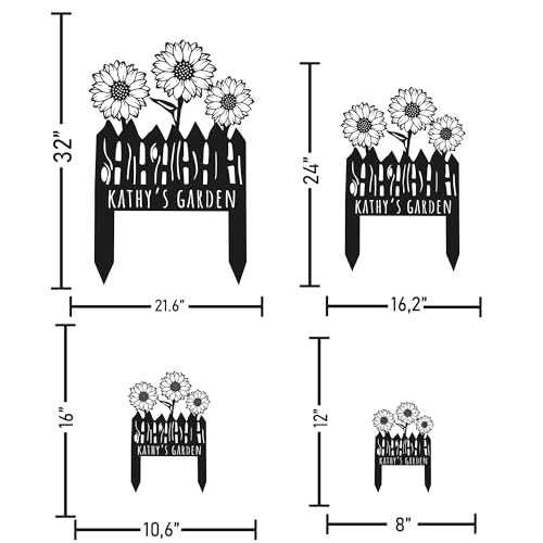 Custom Sunflower Metal Garden Sign with Stakes