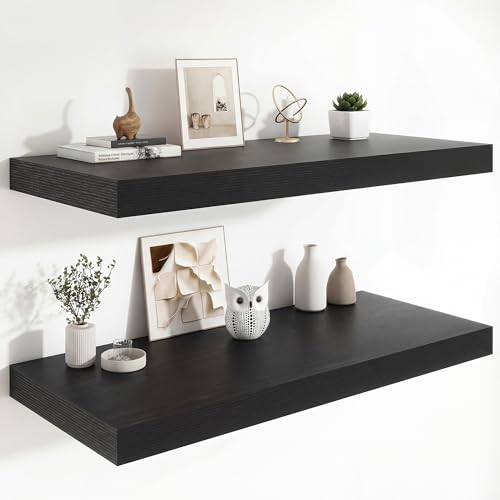 36 x 12 Deep Floating Shelves Wall Mounted Set of 2 Black (2 Count)