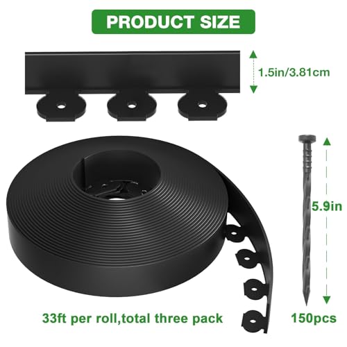 100ft Landscape Edging Kit with 150 Spikes (100 Foot)