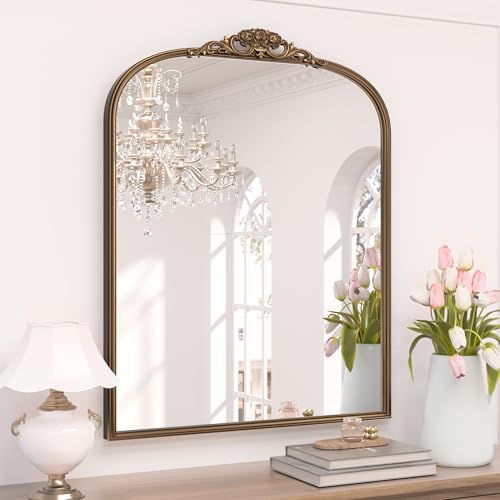 30x36 Gold Vintage Arched Mirror for Wall