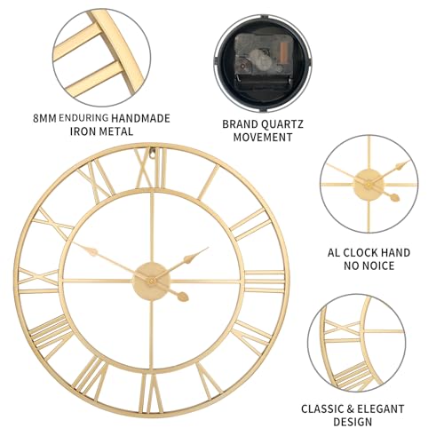 Large Wall Clock for Living Room Decor Silent Non