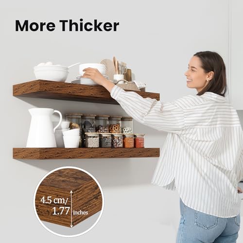 Floating Shelves 55.1" W x 10.3" D Rustic Brown Set of 2 (2 Count)