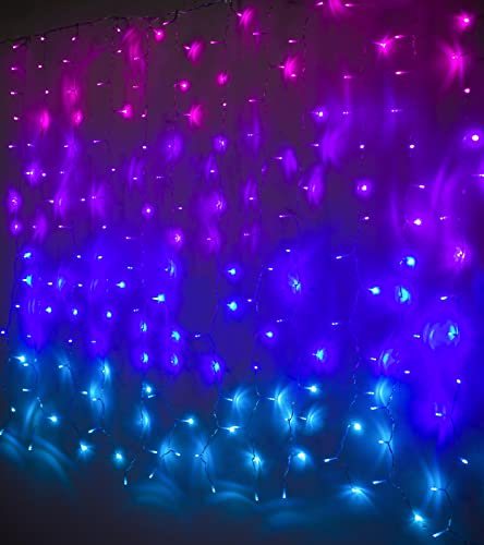 Pink Purple & Blue Ombre LED Curtain Lights with Remote