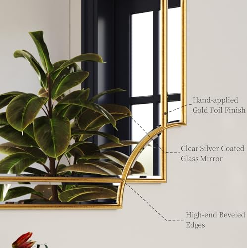 24"x58" Gold Foil Scalloped Edge Decorative Full Length Mirror