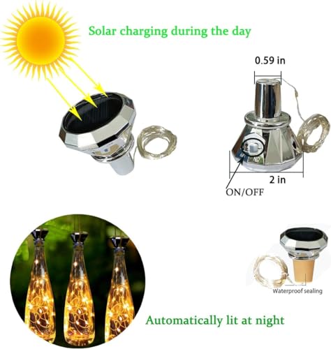 Upgraded 12 Pack Diamond Solar Wine Bottle Lights (6.5 Foot)
