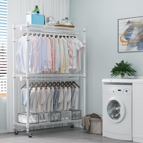 3 Tier Heavy Duty Garment Rack with Wheels
