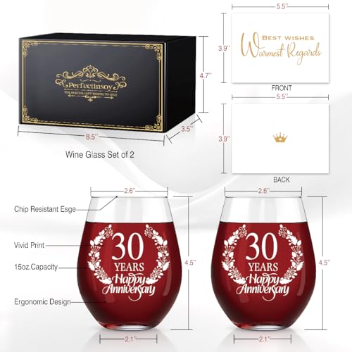 30 Years Happy Anniversary Wine Glass Set of 2 (2 Count)
