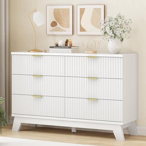 Fluted Dresser for Bedroom with 6 Drawers