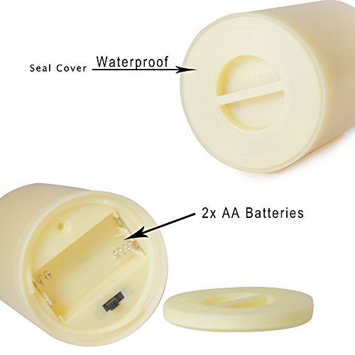 Outdoor Battery Operated Flameless LED Pillar Candles Remote Timer 3 PCS