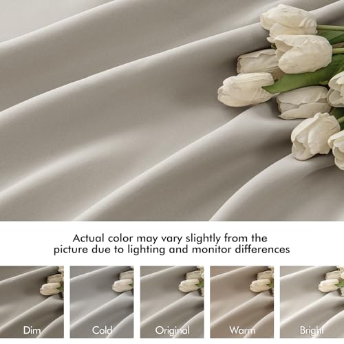 Natural Back Tab Blackout Curtains 52x120 Inch Long 2 Panels Set
