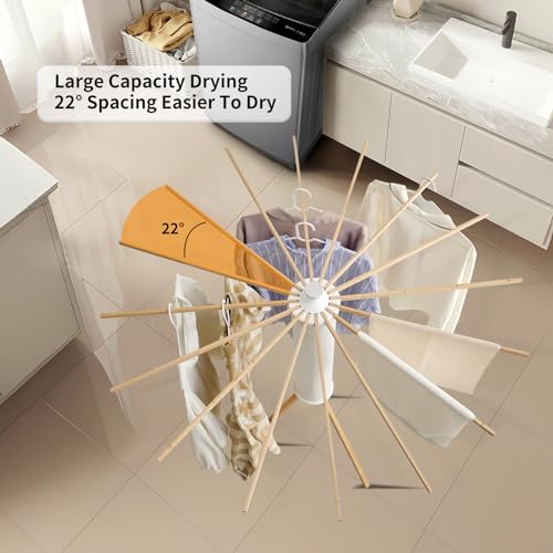 Foldable Clothes Drying Rack Tripod with Wooden 16 Rods