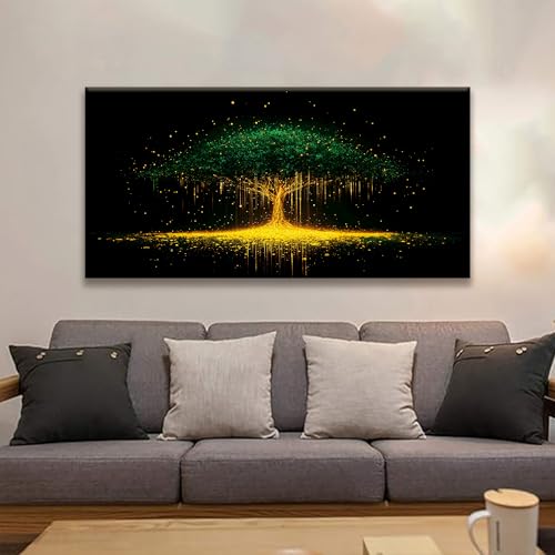 Black Abstract Wall Art For Living Room Canvas Art Wall Decor Print Modern Gold Tree Wall Art Landscape Painting Picture For Bedroom Office Apartment Hotel Home Decoration 24 X 48 In