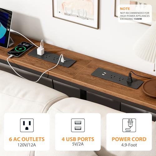 71'' Behind Couch Table with 2 Outlets