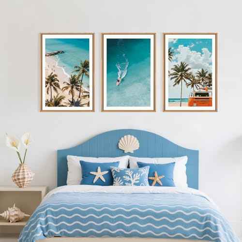 Large Nature Surfboard Beach Framed Canvas Wall Art