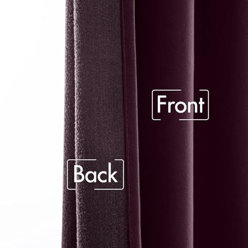 Dark Purple Velvet Pinch Pleat Blackout Curtains W52 X L84 Inches (2 Count)