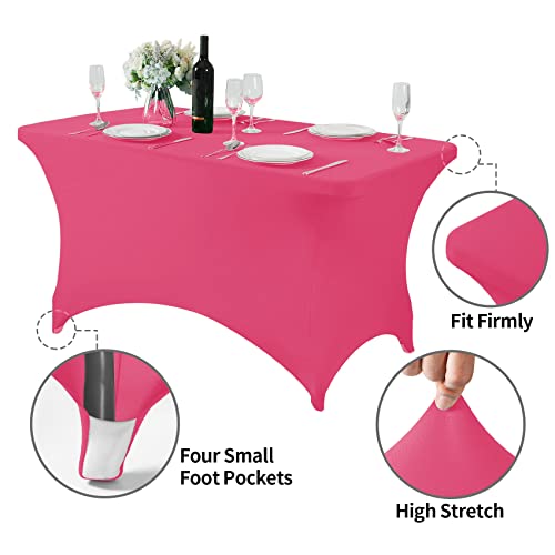 Spandex Table Cover for 4FT or 6ft or 8ft Table Universal Fitted Stretch Tablecloth for Party