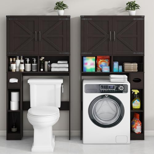 Over The Toilet Storage Cabinet with 2 Barn Doors