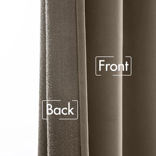 Taupe Velvet Pinch Pleat Blackout Curtains W52 X L96 Inches (2 Count)