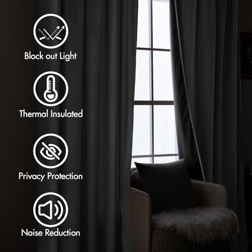 Grey Velvet Pinch Pleat Blackout Curtains W52 X L84 Inches (2 Count)