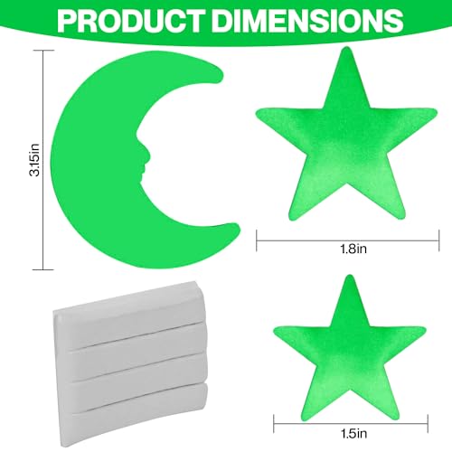 100 PK Green Glow in The Dark Stars for Ceiling Easter Basket Stuffers for Kids (100 Count)