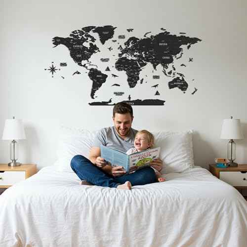 Multilayer 3D Wooden World Map