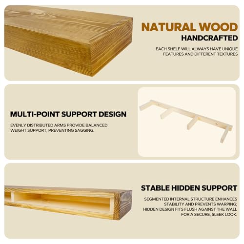 Floating Shelves 3 inch Thick for Wall Set of 2 (2 Count)