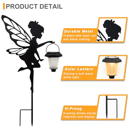 2 Pack Solar Fairy Garden Metal Stake Decorative Lantern (2 Count)