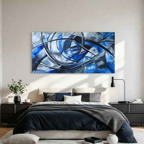 Abstract Wall Art Decor Wall Art Pictures for Living Room Abstract Canvas Art Wall Decor Modern Blue Wall Art Prints Artwork for Walls Black and White Wall Art Decorations Home Office Decor 20" X 40"
